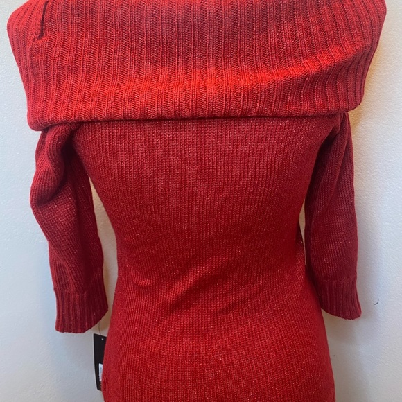 BCX Red Sparkle Off-the-Shoulder Sweater - Picture 6 of 7